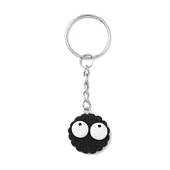 Black Biscuits with Eyes Resin Pendant Keychain, with Iron Keychain Ring, Black, 7.7cm