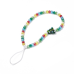 Coloré Sangles mobiles en perles de verre de noël, avec des perles au chalumeau, décoration d'accessoires mobiles anti-perte de fil de nylon, arbre de Noël, colorées, 18.9 cm