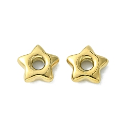 Real 14K Gold Plated 304 Stainless Steel Beads, Star, Real 14K Gold Plated, 12.5x13x3.8mm, Hole: 3.3mm