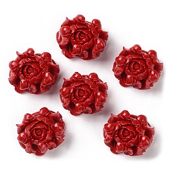 FireBrick Carved Synthetic Coral Dyed Pendants, Flower Charms, FireBrick, 20x23.5x11mm, Hole: 1~1.2mm
