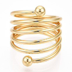 Chapado en Oro Real 18K Anillo envolvente multicapa de alambre de latón, anillo hueco de banda ancha para mujer, real 18 k chapado en oro, 7.5~19.5 mm, diámetro interior: 18 mm