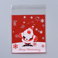 Red Christmas Cookie Bags, OPP Cellophane Bags, Self Adhesive Candy Bags, for Party Gift Supplies, Red, 13x10x0.01cm, 95~100pcs/bag