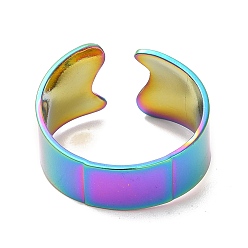 Rainbow Color Revestimiento de iones (ip) 304 anillo de puño abierto liso de acero inoxidable para mujer, color del arco iris, tamaño de EE. UU. 8 1/2 (18.5 mm)