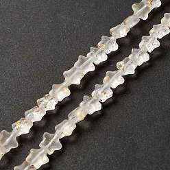 Clair Transparent perles de verre brin, avec de la poudre de paillettes, étoiles, clair, 7.5~8x8.3x4mm, Trou: 0.7~1mm, Environ 50 pcs/chapelet, 14.72~14.92 pouce (37.4~37.9 cm)