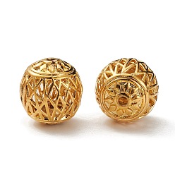 Real 18K Gold Plated Hollow Brass Beads, Round, Real 18K Gold Plated, 13x14mm, Hole: 1.6mm