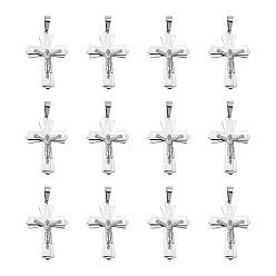 Couleur Acier Inoxydable 304 crucifix inoxydable en acier traversent grands pendentifs pour Pâques, 49x33mm, Trou: 12mm