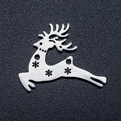 Stainless Steel Color 201 Stainless Steel Pendants, Sika Deer, Stainless Steel Color, 16x21x1mm, Hole: 1.2mm