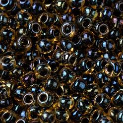 (RR349) Dark Blue Lined Topaz Luster MIYUKI Round Rocailles Beads, Japanese Seed Beads, (RR349) Dark Blue Lined Topaz Luster, 8/0, 3mm, Hole: 1mm, about 2111~2277pcs/50g