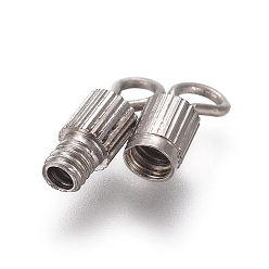 Platinum Brass Screw Clasps, Tube, Platinum, 14mm, Hole: 1.8mm, Clasp: 7x3mm