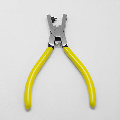 Yellow Iron Hole Punch Pliers, Can Pouch 2mm Round Hole, Random Color Handle, 136x91x9.5mm