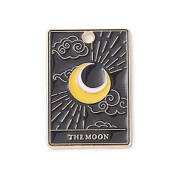 Черный Подвески из сплава , золотой свет, Таро прелести, Луна, чёрные, 28x19x1.5 мм, отверстие : 2 мм