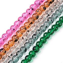 Couleur Mélangete Chapelets de perles en verre, peint à la bombe, ronde, couleur mixte, 6mm, Trou: 1mm, 15 pouce