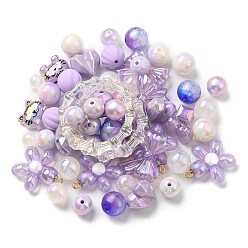 Pourpre Perles acryliques, formes mixtes, bleu, 8~51x8~51x6~27.5mm, Trou: 1.8~3.8mm, environ163 pcs / 380.2 g, 380.2 g / sac