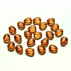 Rouge Orange Imitations de perles de cristal autrichien, grade de aaa, facette, larme, rouge-orange, 12x9x3.5mm, Trou: 0.9~1mm