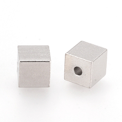 Stainless Steel Color 304 Stainless Steel Beads, Cube, Stainless Steel Color, 8x8x8mm, Hole: 2mm