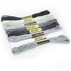 Серый 8 мотки 8 градиентные цвета 6 хлопчатобумажная нить для вышивания в слоях, нитки для вышивки крестиком, для шитья своими руками, серые, 1.2 мм, около 8.20 ярдов (7.5 м) / моток, 1 моток/цвет