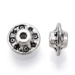 Antique Silver Tibetan Style Alloy Spacer Beads, Disc, Cadmium Free & Lead Free, Antique Silver, 8.5x5mm, Hole: 1.6mm, about 1450pcs/1000g