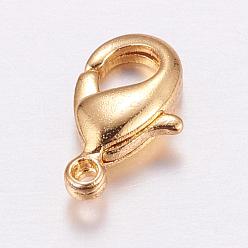 Light Gold Brass Lobster Claw, Long-Lasting Plated, Real Light Gold Plated, Light Gold, 10x6x2.5mm, Hole: 0.8mm
