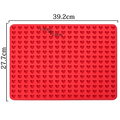 Red Silicone Heart Wax Melt Molds, For DIY Wax Seal Beads Craft Making, Rectangle, Red, 277x392mm, Heart: 13x16mm
