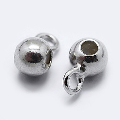 Platine Plaqué rhodium 925 bélières en tube d'argent sterling, cautions en boucle, perles de bouchage, platine, 7x3.5x4mm, Trou: 1.5mm