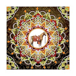 Horse DIY Luminous Diamond Painting Kits, including Canvas, Resin Rhinestones, Diamond Sticky Pen, Tray Plate and Glue Clay, Square, Horse Pattern, 300x300mm
