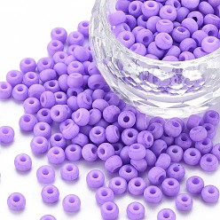 Dark Orchid 6/0 Glass Seed Beads, Macaron Color, Round Hole, Round, Dark Orchid, 4~4.5x3mm, Hole: 1~1.2mm, about 4500pcs/bag, about 450g/bag.