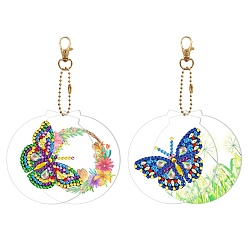 Building DIY Butterfly Theme Diamond Pendant Decoration Kits, Including Canvas, Resin Rhinestones, Diamond Sticky Pen, Tray Plate and Glue Clay, Butterfly Farm, 150x80mm