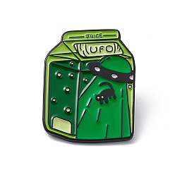 Spaceship Milk Carton Aolly Brooch for Backpack Clothes, Space Theme Pattern, 30x23x1.8mm, Pin: 1.2mm