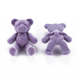 Medium Purple Flocky Acrylic Shank Buttons, Bear, Medium Purple, 38~39x29.5x15mm, Hole: 3mm