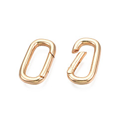 Real 18K Gold Plated Brass Spring Gate Rings, Cadmium Free & Nickel Free & Lead Free, Oval, Real 18K Gold Plated, 18x10x2.5mm