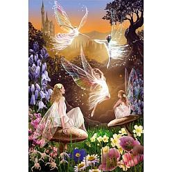 Angel & Fairy DIY Fairy Tale Theme Diamond Painting Kits, Including Canvas, Resin Rhinestones, Diamond Sticky Pen, Tray Plate and Glue Clay, Fairy Pattern, 400x300mm