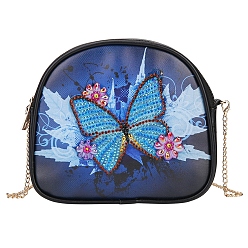 Butterfly DIY Crossbody Bag Diamond Painting Kits, including PU Bags, Resin Rhinestones, Diamond Sticky Pen, Tray Plate and Glue Clay, Butterfly Pattern, 170x190mm