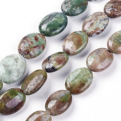 Green Opal Natural Green Opal Beads Strands, Oval, 17.5~19x13.5~14x6~7mm, Hole: 0.8mm, about 22pcs/strand, 15.5~15.7 inch(39.5~40cm)