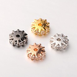 Couleur Mélangete Micro cuivres ouvrent cubes zircone perles d'espacement, plat rond, sans cadmium et sans plomb, clair, couleur mixte, 6x2mm, Trou: 1mm