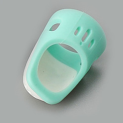 Aquamarine Silicone Fingertip Protector, Thimble, Finger Pad Grips, Sewing Tools, Aquamarine, 30.6x18.5mm