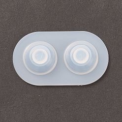 Blanc Moules en silicone, moules de résine, pour la résine UV, fabrication de bijoux en résine époxy, yeux de jouet, blanc, 5.1x2.9 cm, diamètre intérieur: 1.6cm et 0.6cm
