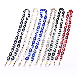 Mixed Color Eyeglasses Chains, Neck Strap for Eyeglasses, with Imitation Gemstone Style Acrylic & Aluminium Paperclip Chains, Alloy Lobster Claw Clasps and Rubber Loop Ends, Mixed Color, 29.25 inch(74.3cm)