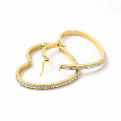 Золотой Серьги-кольца с кристаллами и стразами, 304 женские украшения из нержавеющей стали, золотые, 41x44x3 мм, штифты : 0.6x1 мм