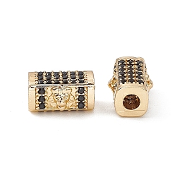 Real 18K Gold Plated Brass Micro Pave Cubic Zirconia Beads, Rectangle with Lion, Real 18K Gold Plated, 13.5x9.5x7.5mm, Hole: 3.5mm