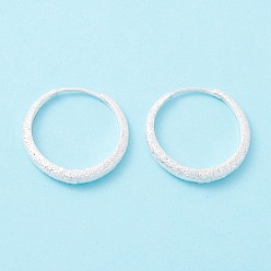 Plata Aretes de aro pequeños de plata esterlina 925 texturizados, exquisitos aretes minimalistas para niña mujer, plata, 3x20 mm, pin: 0.8 mm