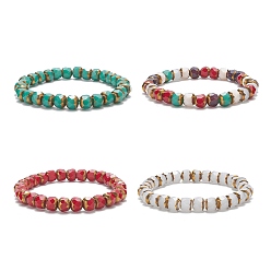 Couleur Mélangete Bracelets extensibles en perles de verre pour femmes, couleur mixte, diamètre intérieur: 2 pouce (5 cm)