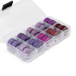 Фиолетовый 20 рулоны 10 цвета швейных ниток, пластиковые катушки для швейных машин с прозрачным футляром, фиолетовые, 0.4 мм, около 38.28 ярдов (35 м) / рулон, 2 рулоны / цвет