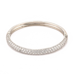 Real Platinum Plated Brass Micro Pave Cubic Zirconia Bangles, Long-Lasting Plated, Real Platinum Plated, Inner Diameter: 1-7/8x2-1/4 inch(4.8x5.7cm)