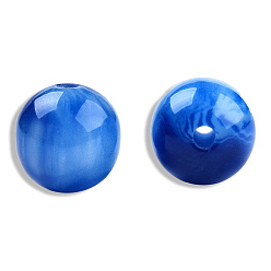 Синий Бусины из cмолы, имитация драгоценных камней, круглые, синие, 12 мм, отверстие : 1.6~1.8 мм
