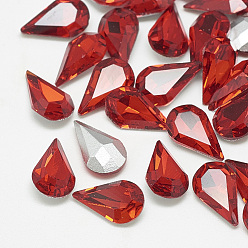 Ligero Siam Señaló hacia cabujones de diamantes de imitación de cristal, espalda plateada, facetados, lágrima, Tailandia ligera, 8x5x3 mm