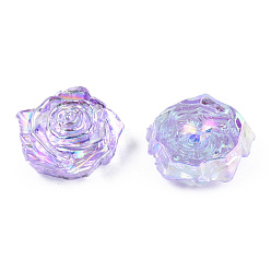 Lilac Transparent ABS Plastic Cabochons, AB Color Plated, Rose, Lilac, 18x17x6.5mm