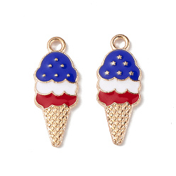 Colorful Alloy Enamel Pendants, Ice Cream Charm, Light Gold, Colorful, 22.5x9x1.5mm, Hole: 2mm