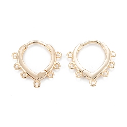 Real 14K Gold Plated Brass Hoop Earring Findings, with Horizontal Loop, Teardrop, Real 14K Gold Plated, 17.5x18x2.5mm, Hole: 1mm, Pin: 0.7mm