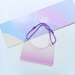 Medium Purple Gradual Acrylic DIY Disc Pendant Keychain Blanks, with Ball Chains, Handbag, Medium Purple, 7x4cm