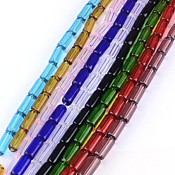 Mixed Color Transparent Glass Bead Strands, Tube, Mixed Color, 15x6mm, Hole: 1mm, about 22pcs/strand, 12.5 inch